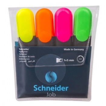 Набор текстовыделителей SCHNEIDER 4 шт., АССОРТИ, "Job", линия 1-5 мм, 1500
