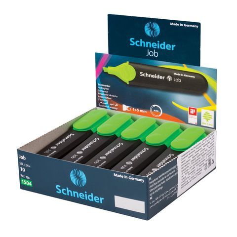 Текстовыделитель SCHNEIDER 3 шт. (Германия) &quot;Job&quot;, ЗЕЛЕНЫЙ, линия 1-5 мм, 1504
