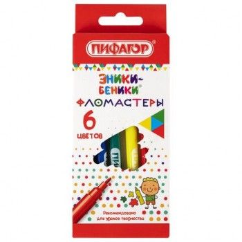 Фломастеры ПИФАГОР 12 шт. "ЭНИКИ-БЕНИКИ", 6 цветов, вентилируемый колпачок, 151400