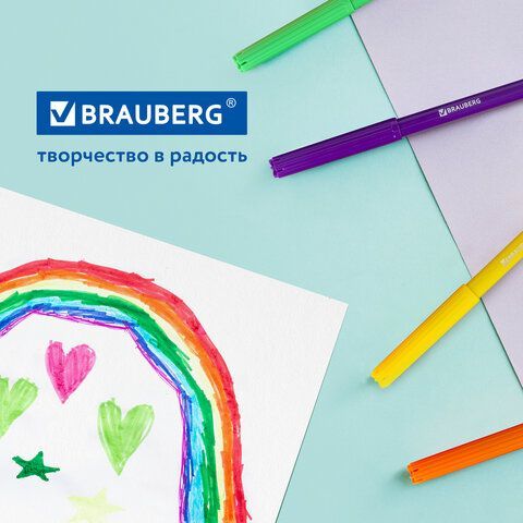 Фломастеры BRAUBERG &quot;АКАДЕМИЯ&quot;, 10 цветов, вентилируемый колпачок, ПВХ упаковка, 151410
