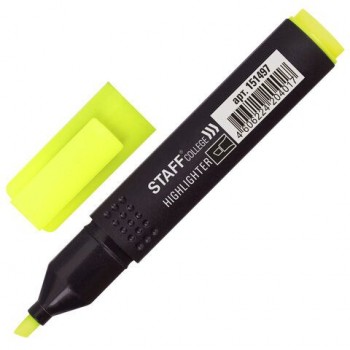 Текстовыделитель STAFF 12 шт. College "STICK HL-497", ЖЕЛТЫЙ, 1-4 мм, 151497