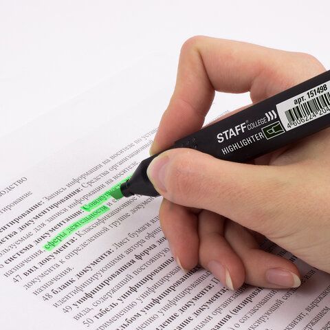 Текстовыделитель STAFF 12 шт. College &quot;STICK HL-497&quot;, ЗЕЛЕНЫЙ, 1-4 мм, 151498