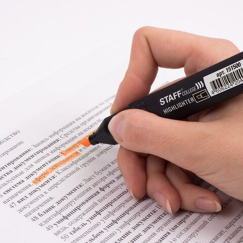 Текстовыделитель STAFF 12 шт. College &quot;STICK HL-497&quot;, ОРАНЖЕВЫЙ, 1-4 мм, 151500