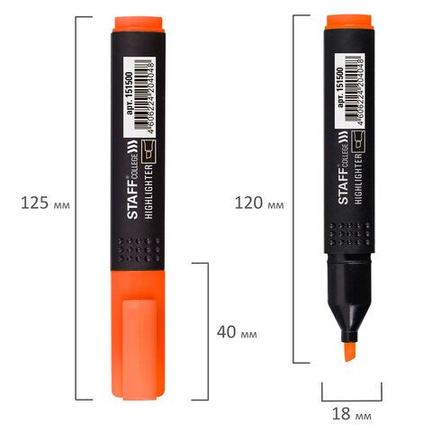 Текстовыделитель STAFF 12 шт. College &quot;STICK HL-497&quot;, ОРАНЖЕВЫЙ, 1-4 мм, 151500