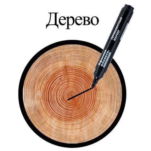 Маркер перманентный ОФИСНАЯ ПЛАНЕТА 12 шт., ЧЕРНЫЙ, круглый наконечник, 2,5 мм, 151515