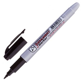 Маркер перманентный CROWN 3 шт. "Multi Marker Super Slim", ЧЕРНЫЙ, тонкий, 1 мм, P-505F