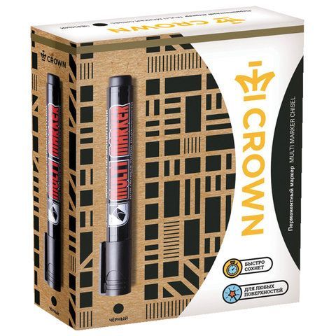 Маркер перманентный CROWN 3 шт. &quot;Multi Marker&quot;, ЧЕРНЫЙ, круглый наконечник, 3 мм, CPM-800