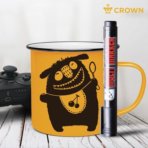 Маркер перманентный CROWN 3 шт. &quot;Multi Marker&quot;, ЧЕРНЫЙ, круглый наконечник, 3 мм, CPM-800