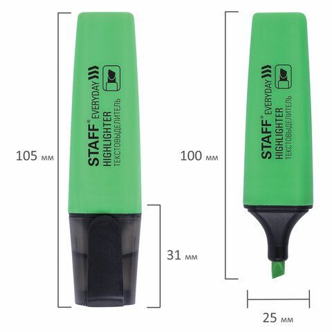 Текстовыделитель STAFF 12 шт. &quot;EVERYDAY HL-638&quot;, ЗЕЛЕНЫЙ, линия 1-5 мм, 151639