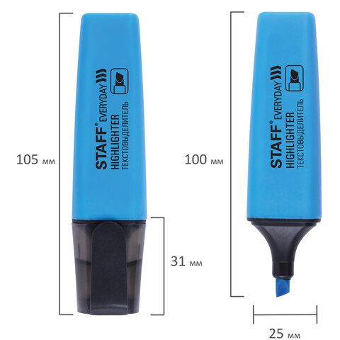 Текстовыделитель STAFF 12 шт. &quot;EVERYDAY HL-638&quot;, ГОЛУБОЙ, линия 1-5 мм, 151642