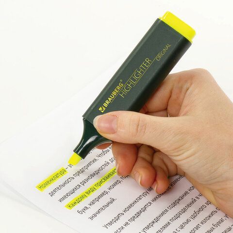 Текстовыделитель BRAUBERG 3 шт. &quot;ORIGINAL&quot;, ЖЕЛТЫЙ, линия 1-5 мм, 151681