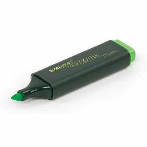 Текстовыделитель BRAUBERG 3 шт. &quot;ORIGINAL&quot;, ЗЕЛЕНЫЙ, линия 1-5 мм, 151682