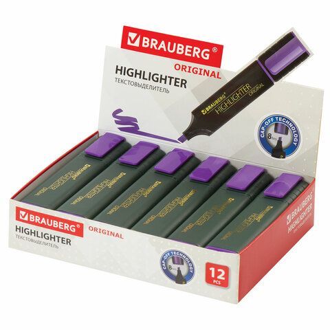 Текстовыделитель BRAUBERG 3 шт. &quot;ORIGINAL&quot;, ФИОЛЕТОВЫЙ, линия 1-5 мм, 151685