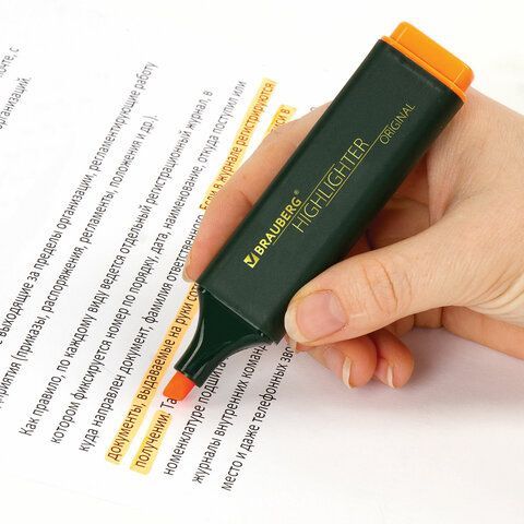 Текстовыделитель BRAUBERG 3 шт. &quot;ORIGINAL&quot;, ОРАНЖЕВЫЙ, линия 1-5 мм, 151686
