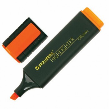 Текстовыделитель BRAUBERG 3 шт. "ORIGINAL", ОРАНЖЕВЫЙ, линия 1-5 мм, 151686
