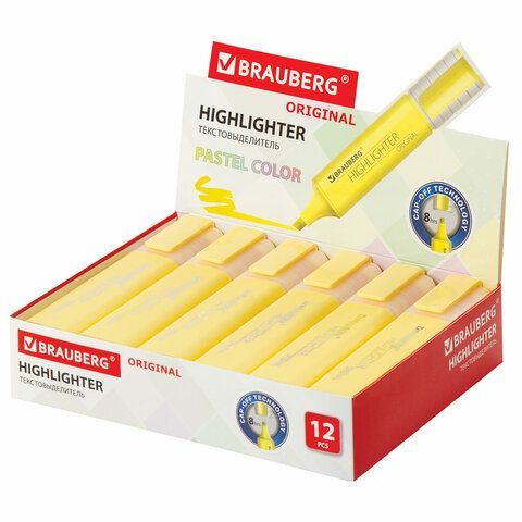 Текстовыделитель BRAUBERG 3 шт. &quot;ORIGINAL PASTEL&quot;, ВАНИЛЬ, линия 1-5 мм, 151691