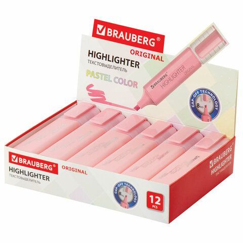 Текстовыделитель BRAUBERG 3 шт. &quot;ORIGINAL PASTEL&quot;, ПАСТЕЛЬНЫЙ РОЗОВЫЙ, линия 1-5 мм, 151693