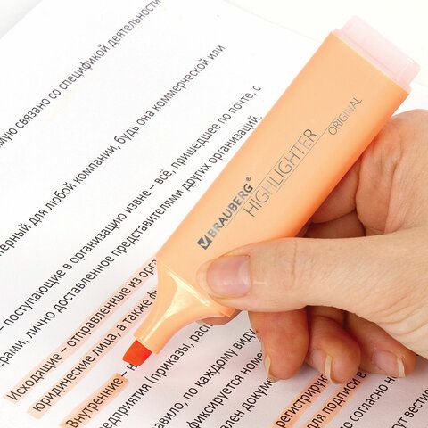Текстовыделитель BRAUBERG 3 шт. &quot;ORIGINAL PASTEL&quot;, ПЕРСИКОВЫЙ, линия 1-5 мм, 151696