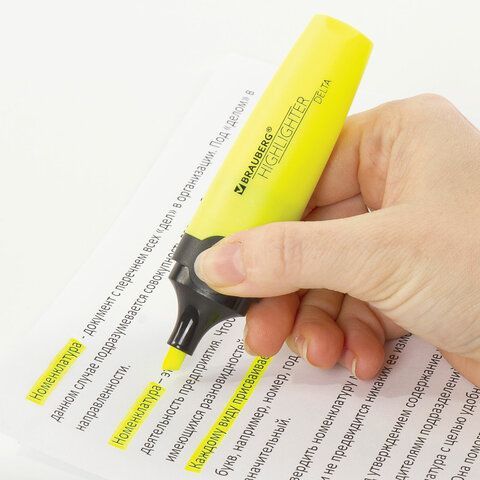 Текстовыделитель BRAUBERG 3 шт. &quot;DELTA&quot;, ЖЕЛТЫЙ, линия 1-5 мм, 151719