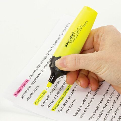 Набор текстовыделителей BRAUBERG 2 шт. 2 шт., ЖЕЛТЫЙ/РОЗОВЫЙ, &quot;DELTA&quot;, линия 1-5 мм, 151726