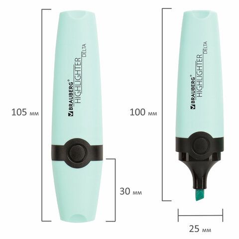 Текстовыделитель BRAUBERG 3 шт. &quot;DELTA PASTEL&quot;, БИРЮЗОВЫЙ, линия 1-5 мм, 151732