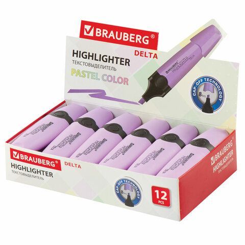 Текстовыделитель BRAUBERG 3 шт. &quot;DELTA PASTEL&quot;, ЛАВАНДОВЫЙ, линия 1-5 мм, 151733