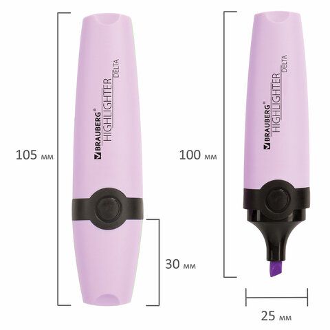 Текстовыделитель BRAUBERG 3 шт. &quot;DELTA PASTEL&quot;, ЛАВАНДОВЫЙ, линия 1-5 мм, 151733