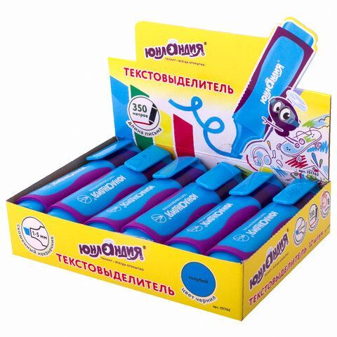 Текстовыделитель ЮНЛАНДИЯ 3 шт. &quot;ELASTIC&quot;, ГОЛУБОЙ, прорезиненный корпус, линия 1-5 мм, 151762