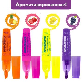 Текстовыделитель ЮНЛАНДИЯ 12 шт. "ФРУКТЫ", АССОРТИ В ДИСПЛЕЕ, АРОМАТИЗИРОВАННЫЙ, линия 1-5 мм, 151909