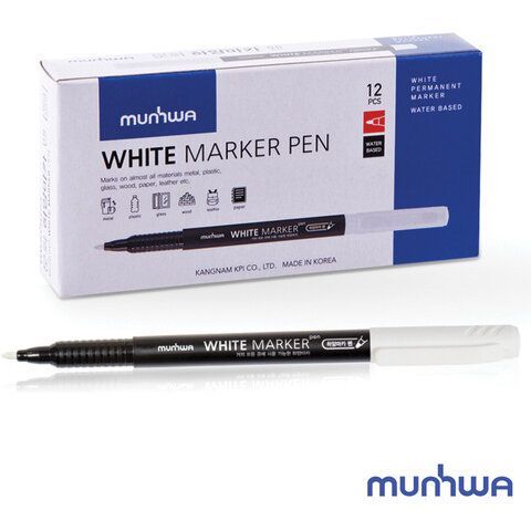 Маркер перманентный БЕЛЫЙ 1 мм, MUNHWA 3 шт., WPM-05