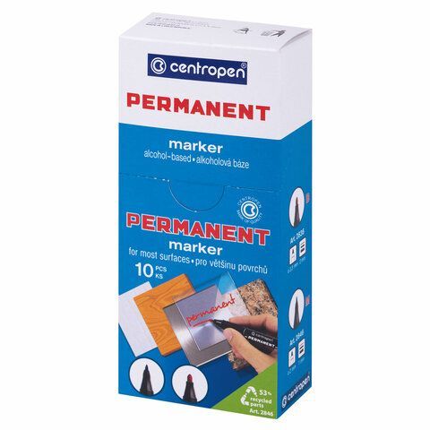 Маркер перманентный CENTROPEN 3 шт. 2836, ЧЕРНЫЙ, круглый наконечник, 2 мм, 6 2836 0012