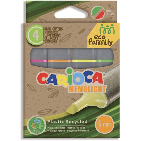 Набор текстовыделителей экологичных CARIOCA ECOFamily &quot;Memolight&quot;, 4 цвета, 43098