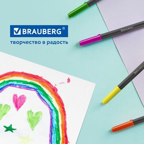 Фломастеры с наконечником-кистью 12 цветов, вентилируемый колпачок, BRAUBERG &quot;PREMIUM&quot;, 152195