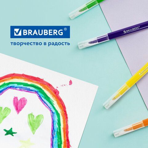 Фломастеры утолщенные 12 цветов, вентилируемый колпачок, BRAUBERG &quot;PREMIUM&quot;, ПВХ-упаковка, 152196