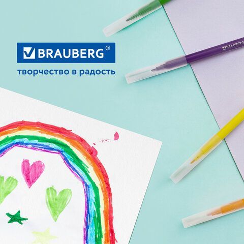 Фломастеры в тубе классические 24 цвета, вентилируемый колпачок, BRAUBERG &quot;PREMIUM&quot;, 152199