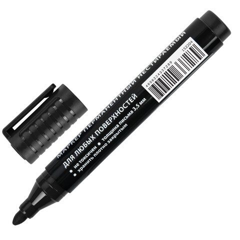 Маркер перманентный ULTRA MARKER, ЧЕРНЫЙ, 3,5 мм, с клипом, BRAUBERG 12 шт., 152204