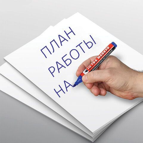 Маркер перманентный ULTRA MARKER, СИНИЙ, 3,5 мм, с клипом, BRAUBERG 12 шт., 152206