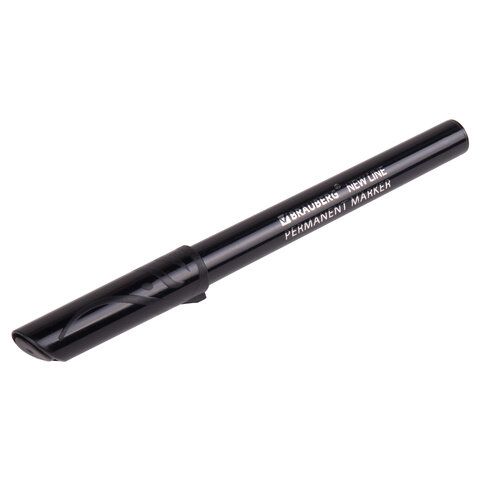 Маркер перманентный BRAUBERG 6 шт. NEW LINE, ЧЕРНЫЙ, круглый наконечник 2 мм, 152209