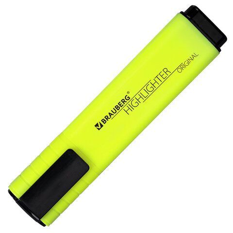 Текстовыделитель BRAUBERG 3 шт. &quot;ORIGINAL NEON&quot;, ЖЕЛТЫЙ, линия письма 1-5 мм, 152211