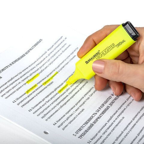 Текстовыделитель BRAUBERG 3 шт. &quot;ORIGINAL NEON&quot;, ЖЕЛТЫЙ, линия письма 1-5 мм, 152211