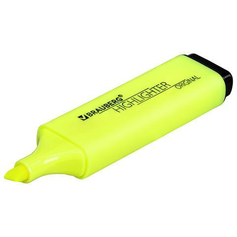 Текстовыделитель BRAUBERG 3 шт. &quot;ORIGINAL NEON&quot;, ЖЕЛТЫЙ, линия письма 1-5 мм, 152211