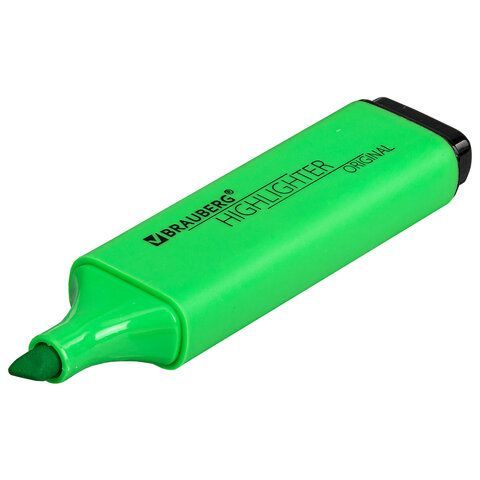 Текстовыделитель BRAUBERG 3 шт. &quot;ORIGINAL NEON&quot;, ЗЕЛЕНЫЙ, линия письма 1-5 мм, 152212