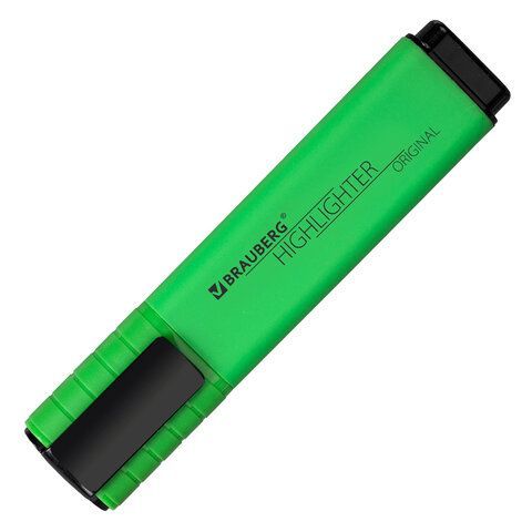 Текстовыделитель BRAUBERG 3 шт. &quot;ORIGINAL NEON&quot;, ЗЕЛЕНЫЙ, линия письма 1-5 мм, 152212