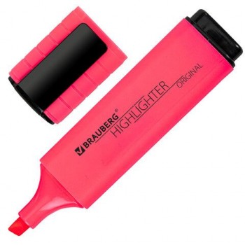 Текстовыделитель BRAUBERG 3 шт. "ORIGINAL NEON", РОЗОВЫЙ, линия письма 1-5 мм, 152213