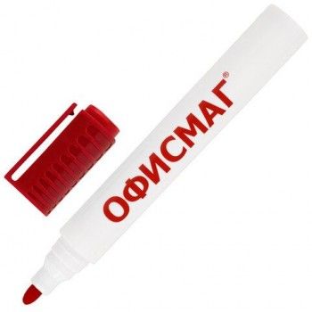 Маркер стираемый для белой доски КРАСНЫЙ, ОФИСМАГ 4 шт., круглый наконечник, 3 мм, 152220
