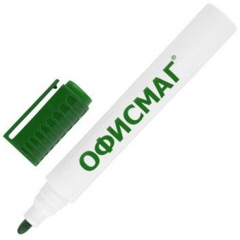 Маркер стираемый для белой доски ЗЕЛЕНЫЙ, ОФИСМАГ 4 шт., круглый наконечник, 3 мм, 152221