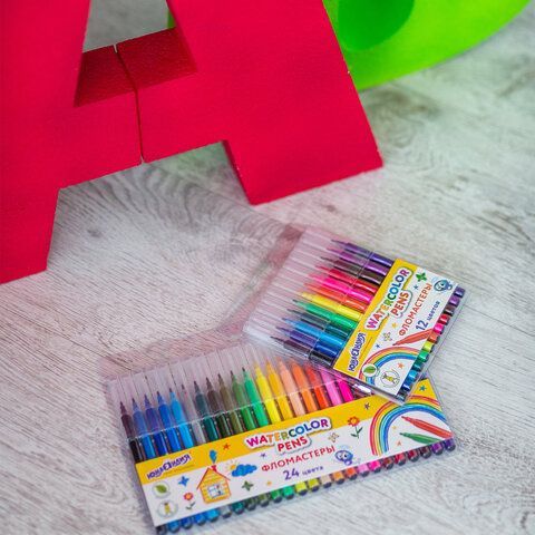 Фломастеры ЮНЛАНДИЯ 4 шт. 12 цветов &quot;КЛАССНЫЕ!&quot;, вентилируемый колпачок, ПВХ, 152478
