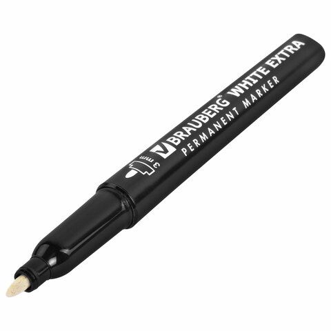 Маркер перманентный BRAUBERG 4 шт. WHITE EXTRA, БЕЛЫЙ, круглый наконечник 3 мм, 152488