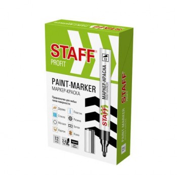 Маркер-краска лаковый (paint marker) 2-4 мм ЧЕРНЫЙ, НИТРО-ОСНОВА, STAFF 4 шт. PROFIT, для любых поверхностей, 152578