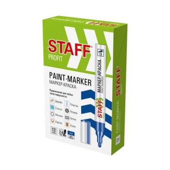 Маркер-краска лаковый (paint marker) 2-4 мм СИНИЙ, НИТРО-ОСНОВА, STAFF 4 шт. PROFIT, для любых поверхностей, 152581